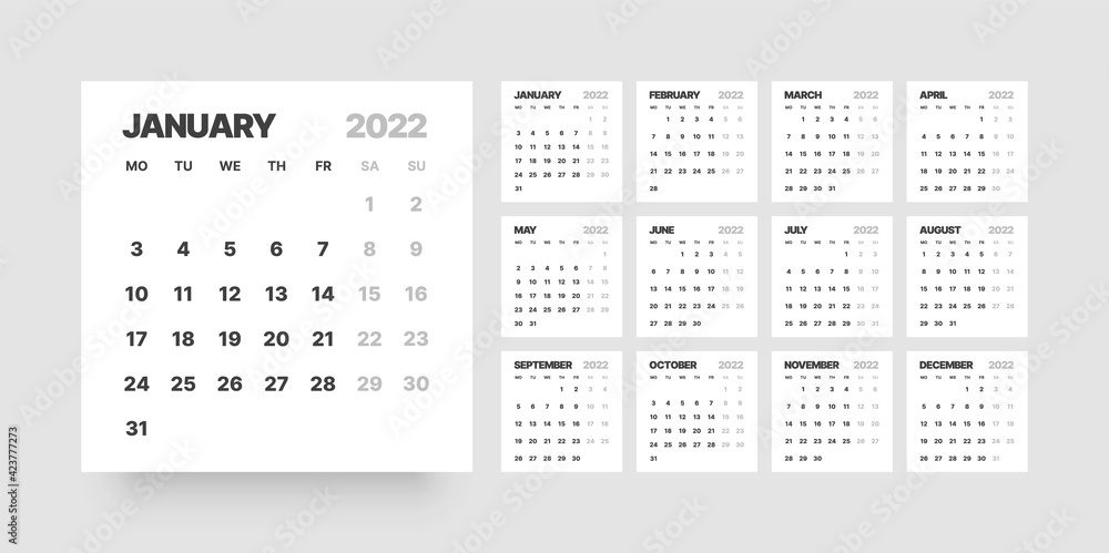 Monthly calendar for 2022 year. Week Starts on Monday. Monthly calendar for 2022 year. Week Starts on Monday.
