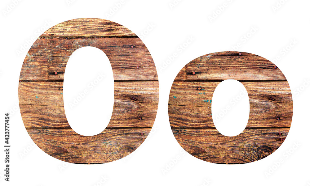 Wooden letters. Letter O. English alphabet Wooden letters. Letter O. English alphabet