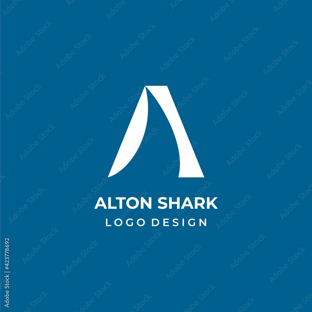 Simple and unique logo letter A and abstract shark on blue background.
EPS10, Vector. Simple and unique logo letter A and abstract shark on blue background.
EPS10, Vector.