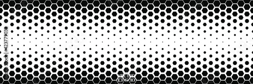 Abstract Seamless Black and White Geometric Pattern with Polygons. Contrasty Optical Psychedelic Illusion. Spotted Hexagonal Texture. Vector Illustration