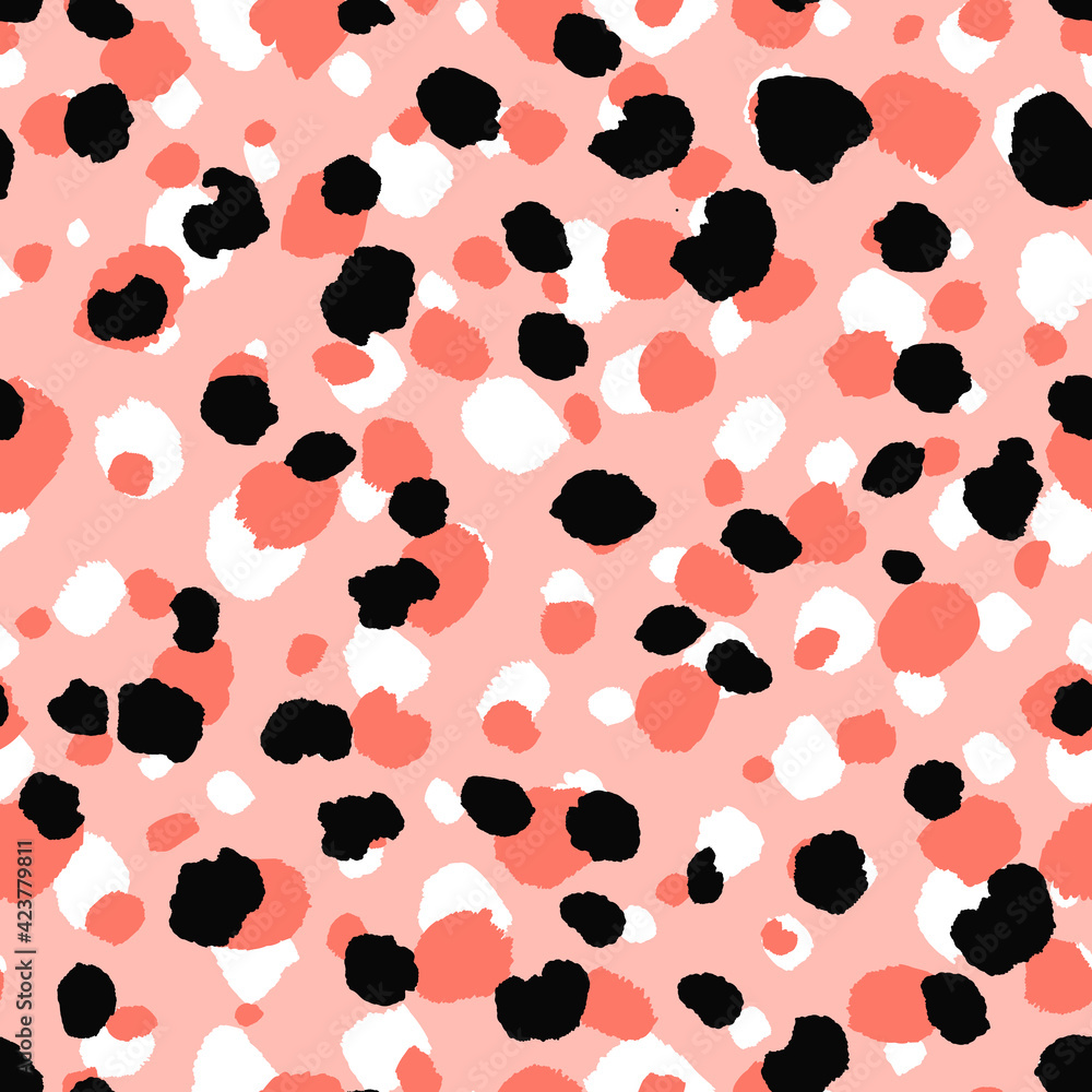 Abstract modern leopard seamless pattern. Animals trendy background. Pink decorative vector stock illustration for print, card, postcard, fabric, textile. Modern ornament of stylized skin Abstract modern leopard seamless pattern. Animals trendy background. Pink decorative vector stock illustration for print, card, postcard, fabric, textile. Modern ornament of stylized skin