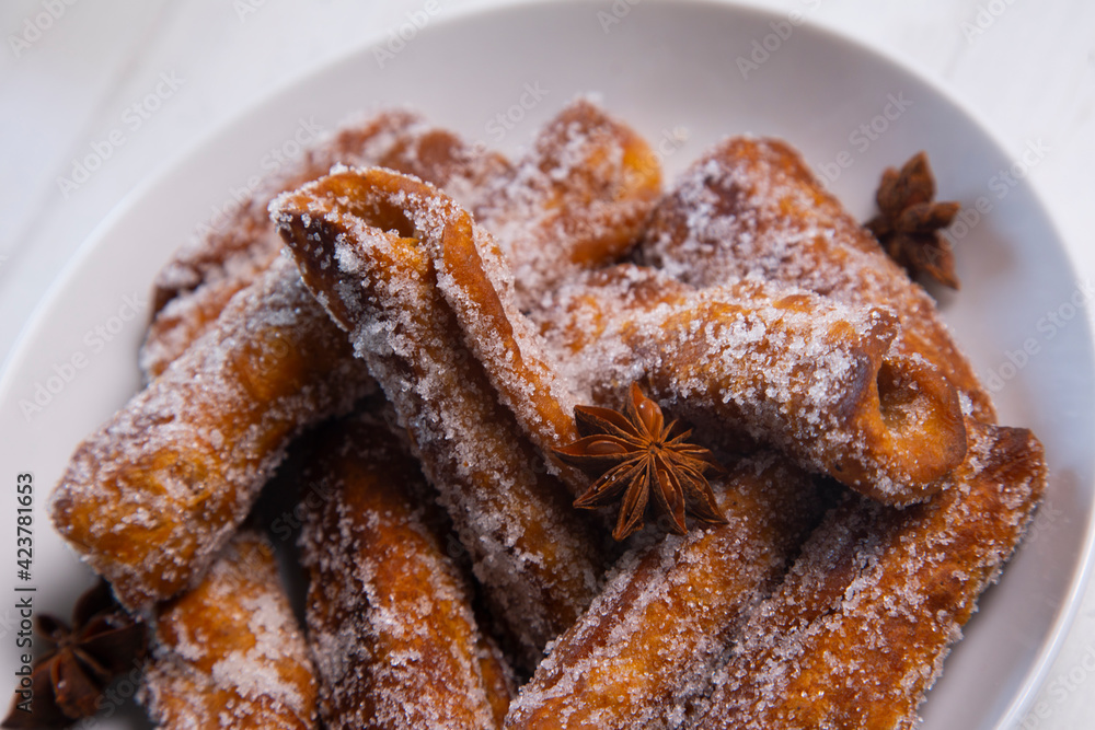 Canutillos de Anís, traditional spanish dessert Canutillos de Anís, traditional spanish dessert