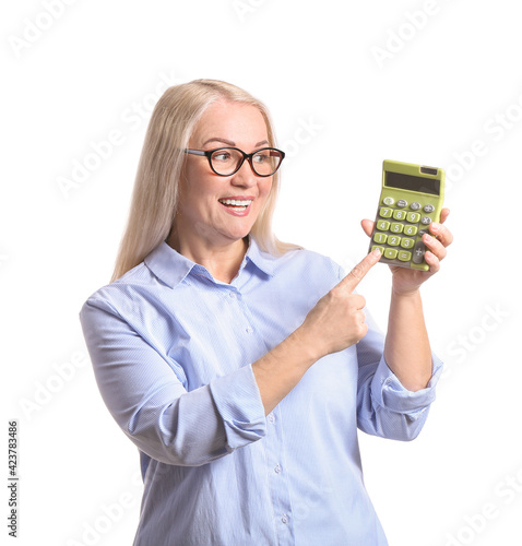 Mature woman with calculato...
