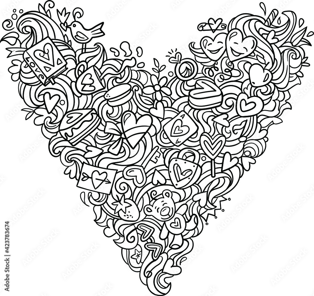 Pink heart, Love, Valentine's heart design, doodles, hand drawn Pink heart, Love, Valentine's heart design, doodles, hand drawn