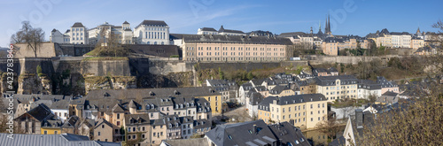 View over the valley of the river Alzette to the old town of Luxembourg