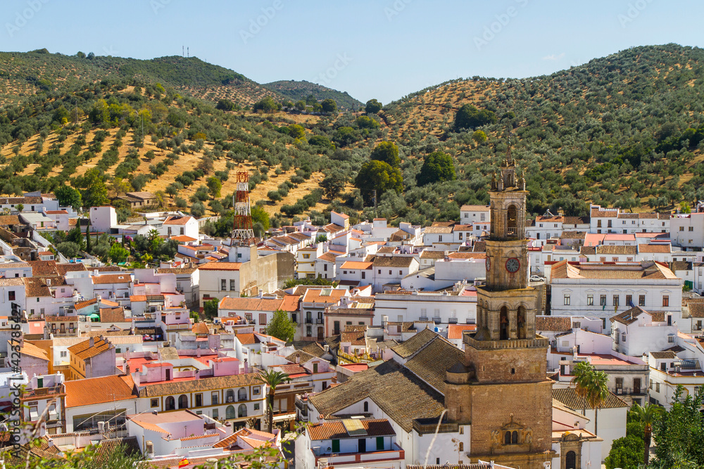 Panoramica, Paisaje o Vista en el pueblo de Constantina, Sevilla, Andalucia, España