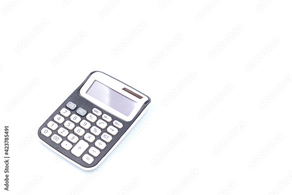 Top view black calculator isolated on white background Top view black calculator isolated on white background