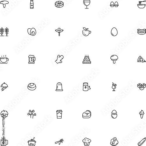 icon vector icon set such as: seed, flower, recipe, pizzeria, cappelletti, machine, cooked, seafood, lid, ginger, sweets, salty, damaged, shrimp, thin, saucepan, bowl, bottle, pan, coffeemaker, hand