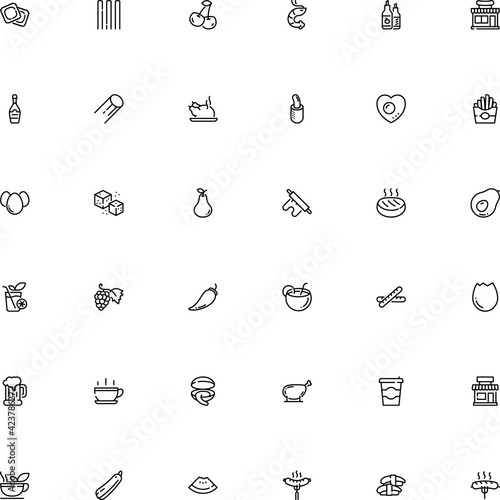 icon vector icon set such as: sketch, tomato, vegan, potato, heart, harvest, foam, beef, herbal, mussel, sashimi, cutlet, cannelloni pasta shape, winery, showcase, cold, cocktail, pear, macro, sliced