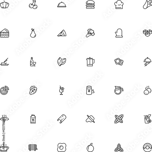 icon vector icon set such as: peppermint, cheeseburger, mint, freshness, collection, filled, liquor, cob, japanese, platter, farming, reservoir, sandwich, label, icons, margarine, ravioli, mitt