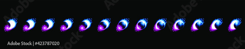 Set Collection Phases Of A Solar And Lunar Eclipse On Dark Background Sun