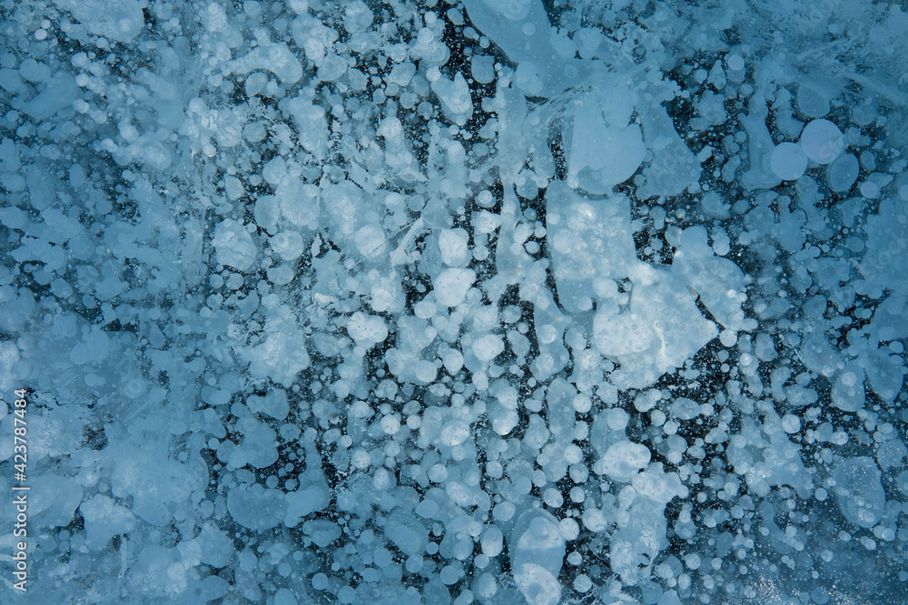 bubbles in blue transparent ice on the lake bubbles in blue transparent ice on the lake