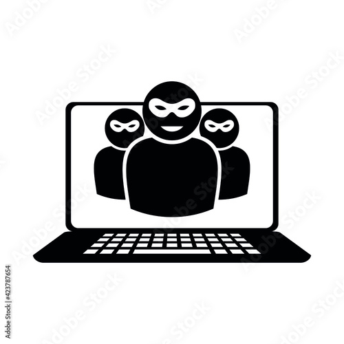 web scammer icon,  single symbol for web design or mobile app simple vector illustration, black pictogram on white background