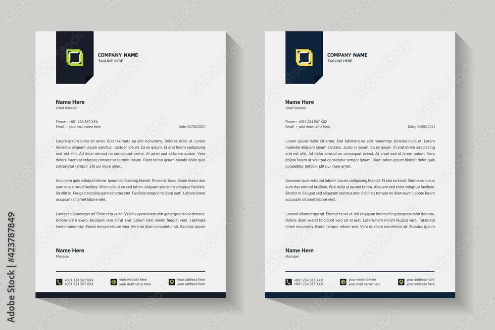 Elegant letterhead design template. Creative, minimalist and clean modern business A4 letterhead template design for your project. Illustration vector Elegant letterhead design template. Creative, minimalist and clean modern business A4 letterhead template design for your project. Illustration vector