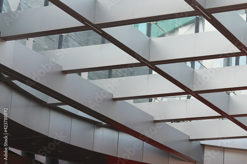 Beautiful glass roof in a business center, the way to success