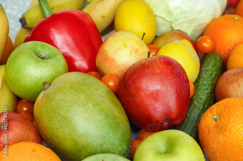 A pile of organic fruit and vegetables