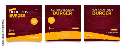 Delicious burger social media post template