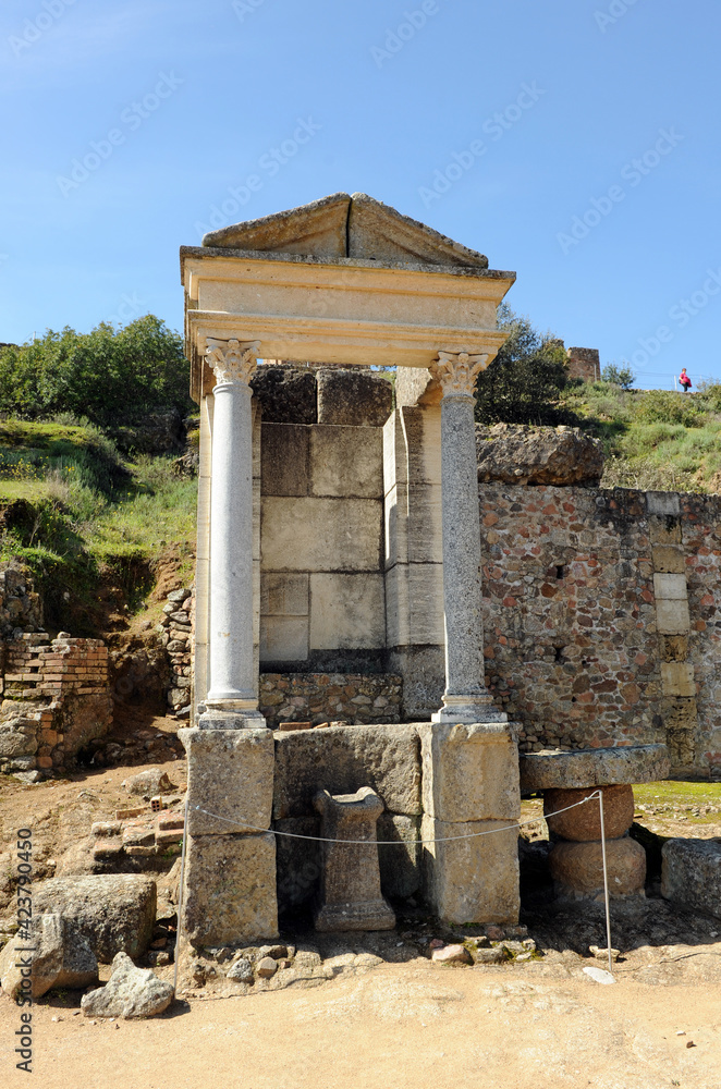 Aedicula de Mercurio en la ciudad romana de Munigua Mulva, provincia de Sevilla, España