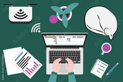 Workplace for telework or learning from home