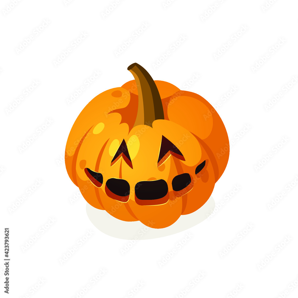 Fototapeta premium Cartoon Character Jack-o-lantern. Hand drawn stylish Halloween vegetable. Autumn Vector drawing fresh food. Vegan Illustration Pumpkin Spice Season
