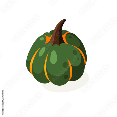 Cartoon Pumpkin Spice Season Image. Hand drawn stylish vegetable. Vector drawing fresh organic food. Summer illustration vegan ingrediens for smoothies or Pie