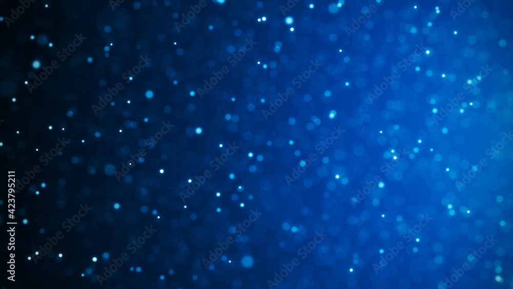 Dust particles moving in space. Abstract cosmic background. 3d rendering.