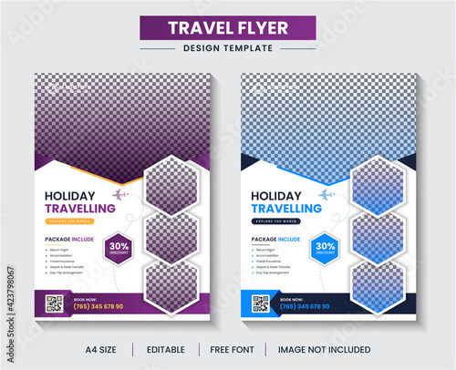 Modern Corporate Business Brochure Template or Flyer design for Tour and Travel Business concept vector premium