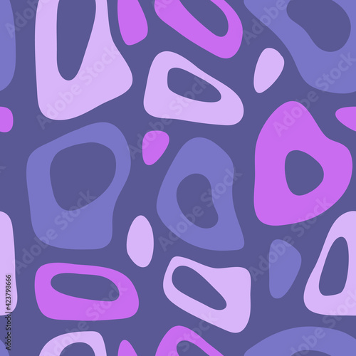 Vector hand drawn seamless pattern cute design. Purple, pink, lilac color shape