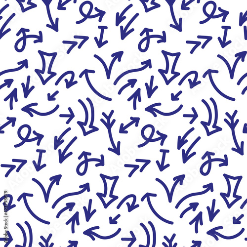Seamless vector pattern with doodle handwritten arrows. EPS 10