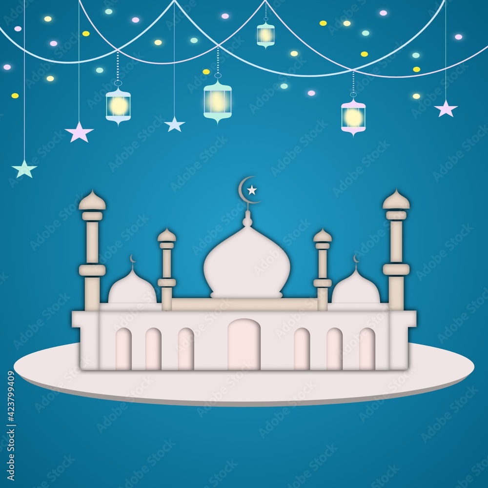 Illustration of mosque with lantern