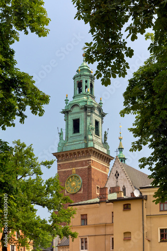 11th century Wawel Cathedral, Clock Tower, Krakow, Poland