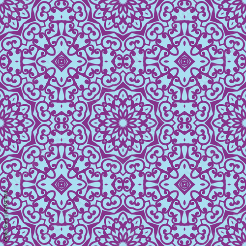 Colorful seamless mandala design.Geometrical oriental floral pattern background.