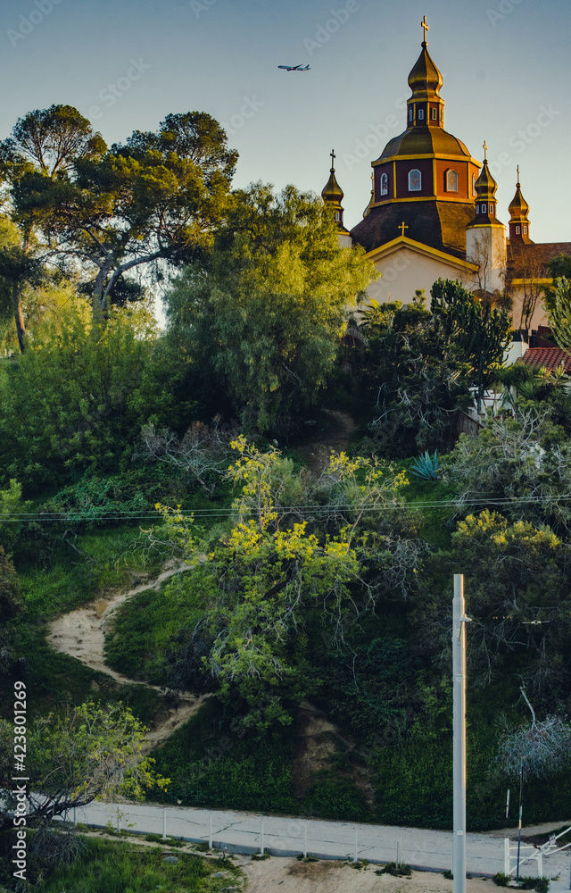 Naklejka premium church on a mountain