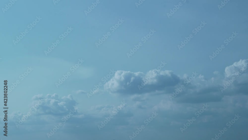 Clear Blue Azure Sky and Fluffy Cumulus Clouds Flying Across The Sky, Time Lapse, Nature, View, Landscape. Background of Blue Sky and Cumulus Clouds. Air, Good Cloudy Weather, Clean Nitrogen Layer. Clear Blue Azure Sky and Fluffy Cumulus Clouds Flying Across The Sky, Time Lapse, Nature, View, Landscape. Background of Blue Sky and Cumulus Clouds. Air, Good Cloudy Weather, Clean Nitrogen Layer.