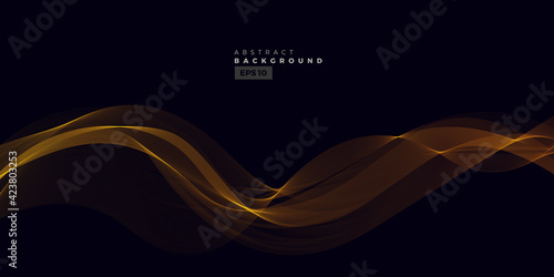 Wave vector element with abstract golden lines for website, banner and brochure, Curve flow motion illustration, Vector lines, Modern background design. 