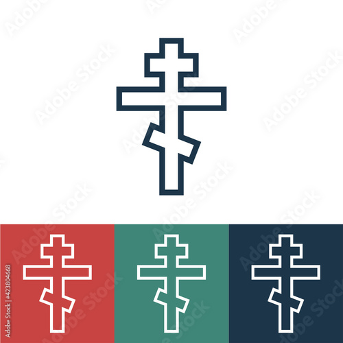 Linear vector icon with orthodox cross
