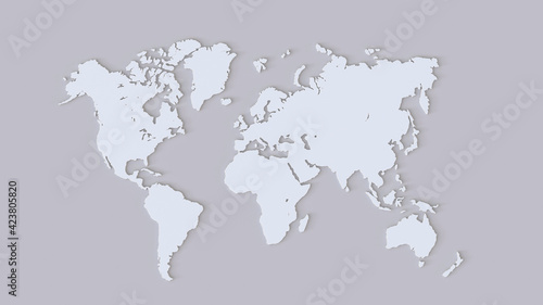 Fototapeta Naklejka Na Ścianę i Meble -  world map clean white clay minimal 3d render