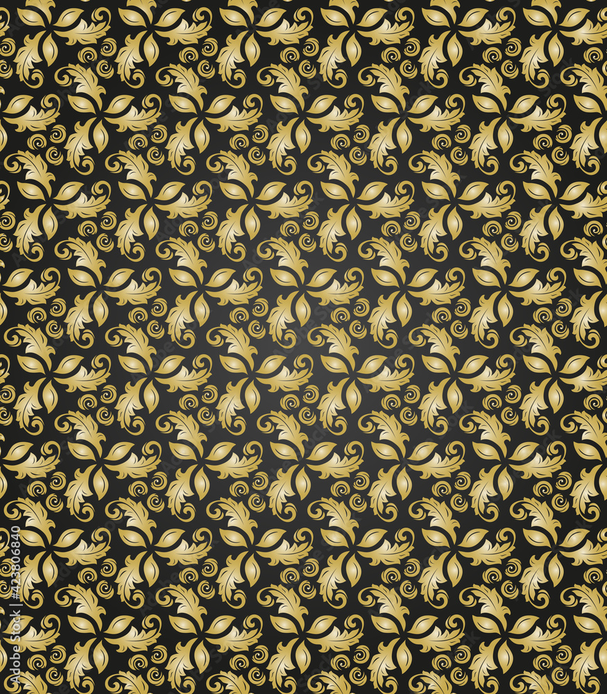 Seamless Black and Golden Pattern