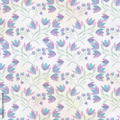 Watercolor floral pattern. Floral background. Gentle colors. Female pattern. Handmade.