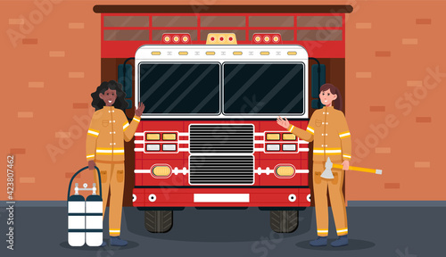 Woman firefighter concept
