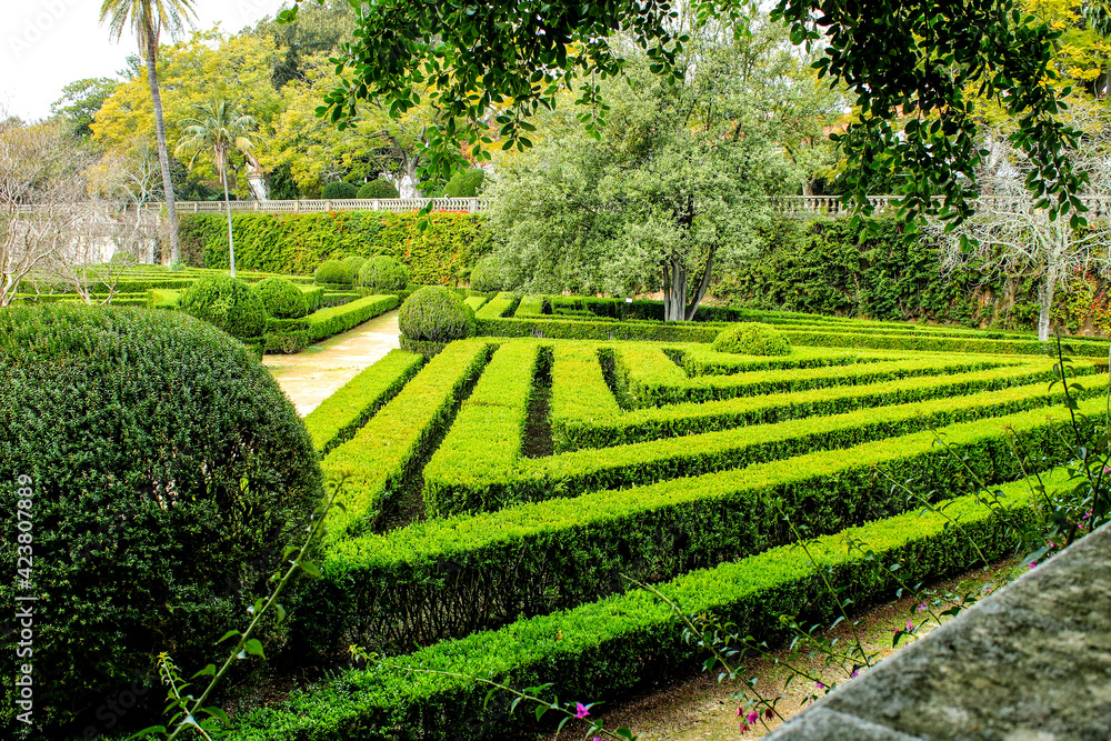 Topiary art garden in the Botanical Garden of Ajuda