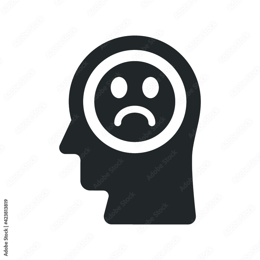 Sad reaction mind icon