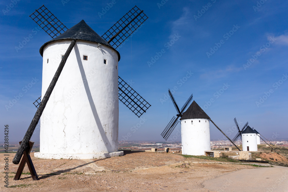 the windmills of La Mancha in the hills above San Juan de Alcazar the windmills of La Mancha in the hills above San Juan de Alcazar