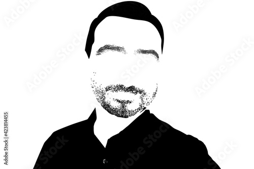 Black silhouette of a man with a blank face and a transparent background