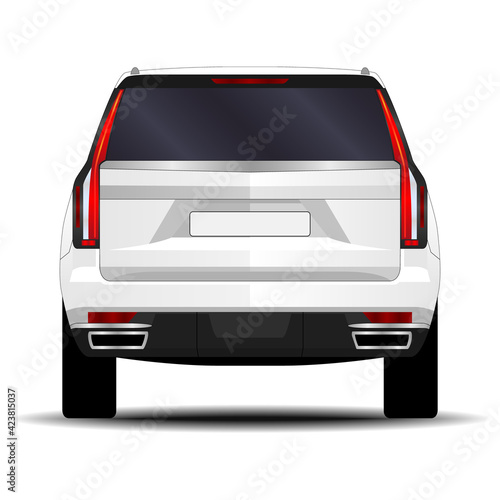 realistic SUV car. back view.