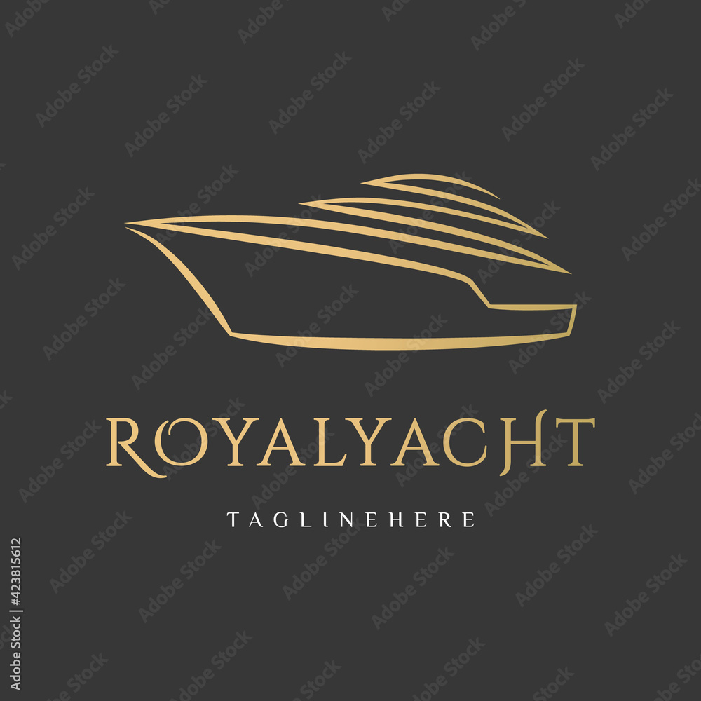 Premium yacht club logo abstract graphic design template white boat on