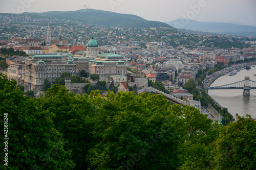 Budapest, Hungary - June 20, 2019: Panoramic view to the city from Citadella