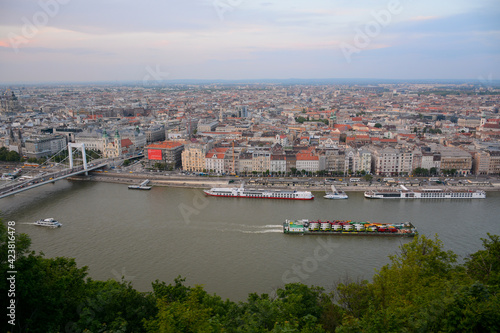 Budapest, Hungary - June 20, 2019: Panoramic view to the city from Citadella © Andrey