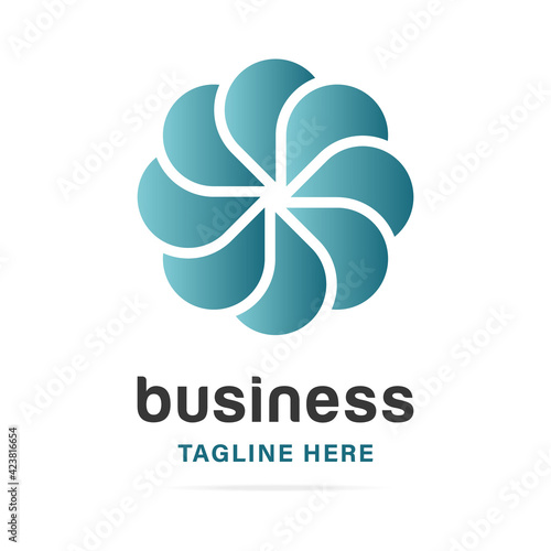 Abstract blue sign circle flower logo icon vector graphic business company symbol.Template design digital design,technology,logotype environment identity,fashion beauty center.Development education © IrkoValenko