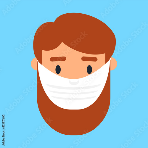 Asian man in face mask vector icon